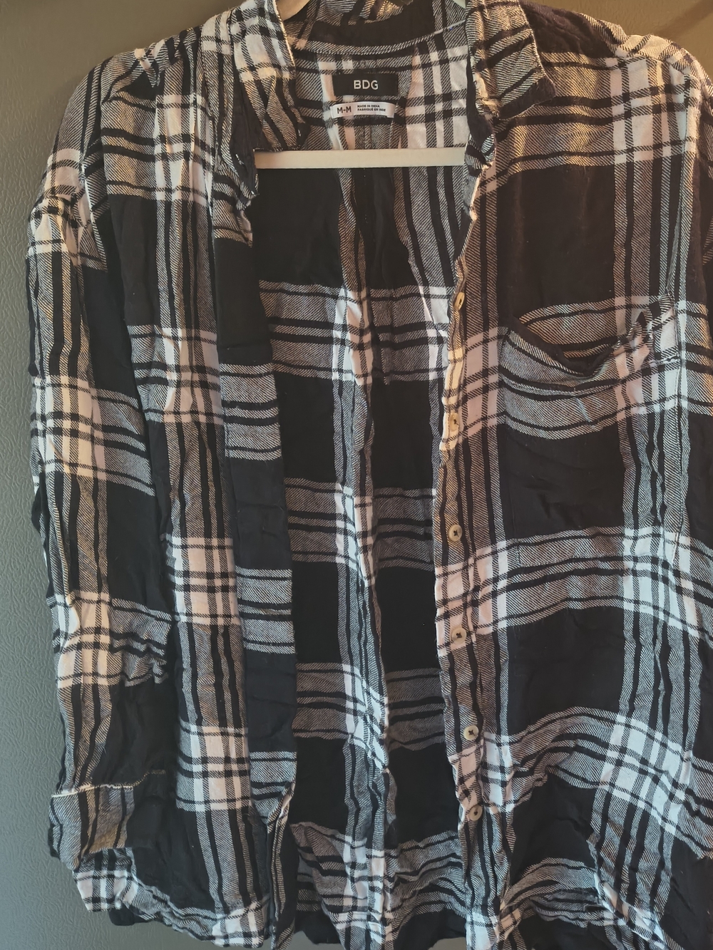 BDG Black and White Plaid Button-Down Shirt